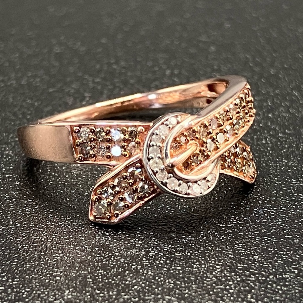 Natural champagne & white diamond crossover, buckle in Sterling silver Vermeil